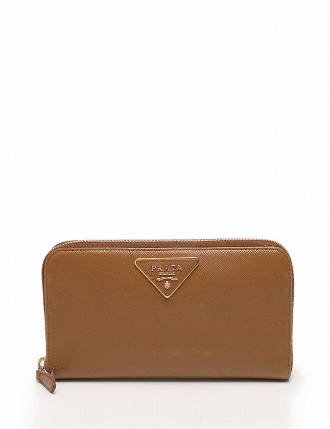 プラダ PRADA 長財布 ラウンドファスナー 茶色 ブラウン 小物 レザー 