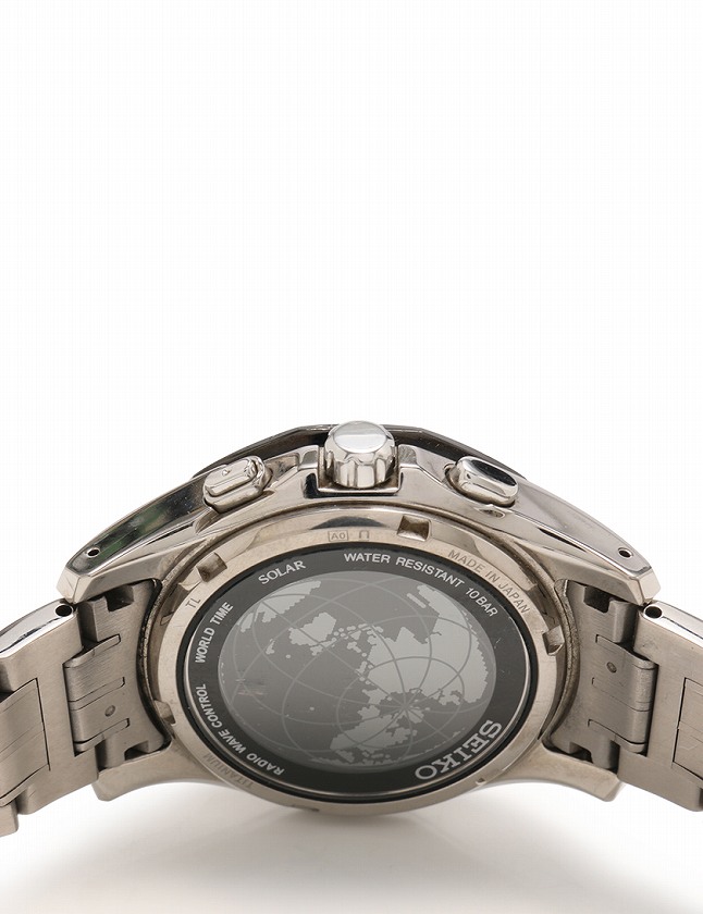 セイコー SEIKO 腕時計 ブライツ ワールドタイム ソーラー シルバー 黒