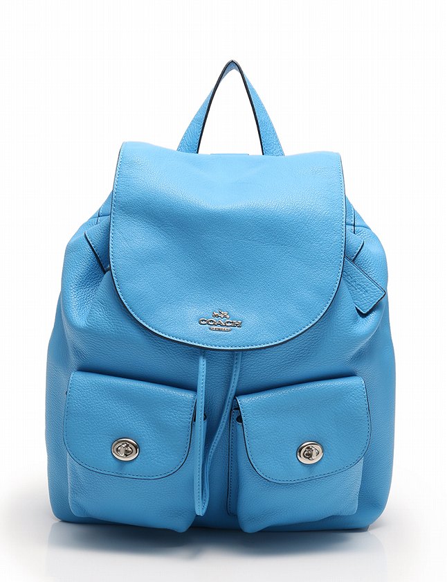 コーチ COACH リュック バックパック 水色 ライトブルー シルバー 