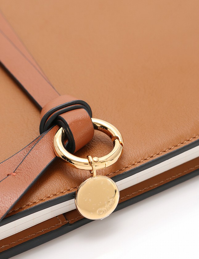 クロエ CHLOE ノートカバー 茶色 ブラウン ゴールド 小物 レザー 