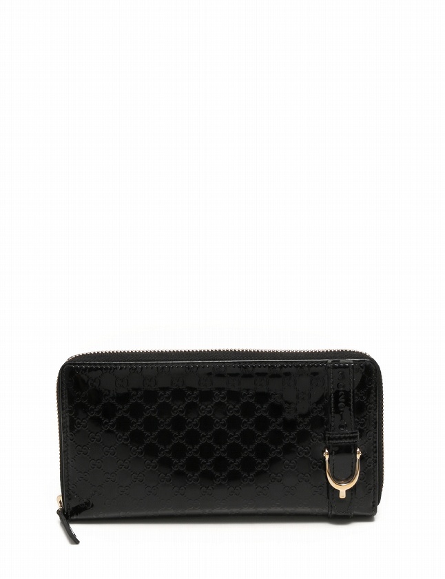 グッチ GUCCI 長財布 マイクログッチシマ ラウンドファスナー 黒 