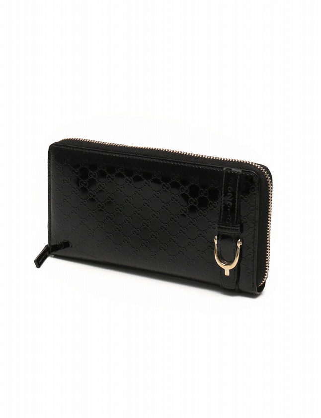 グッチ GUCCI 長財布 マイクログッチシマ ラウンドファスナー 黒 