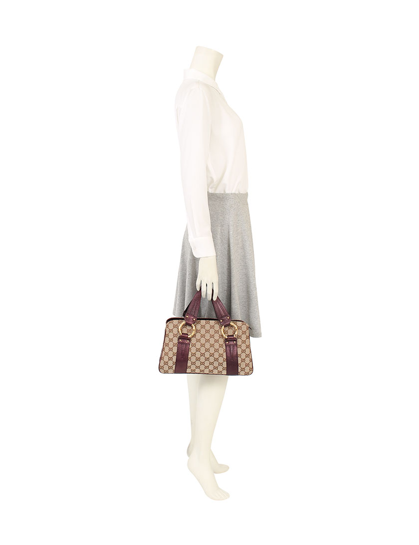グッチ GUCCI ハンドバッグ メタルバンブー ベージュ 紫 ゴールド GG 