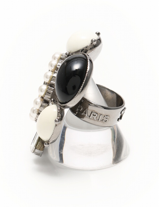 シャネル CHANEL リング 指輪 ココマーク 06 C 黒 白 クリア シルバー 