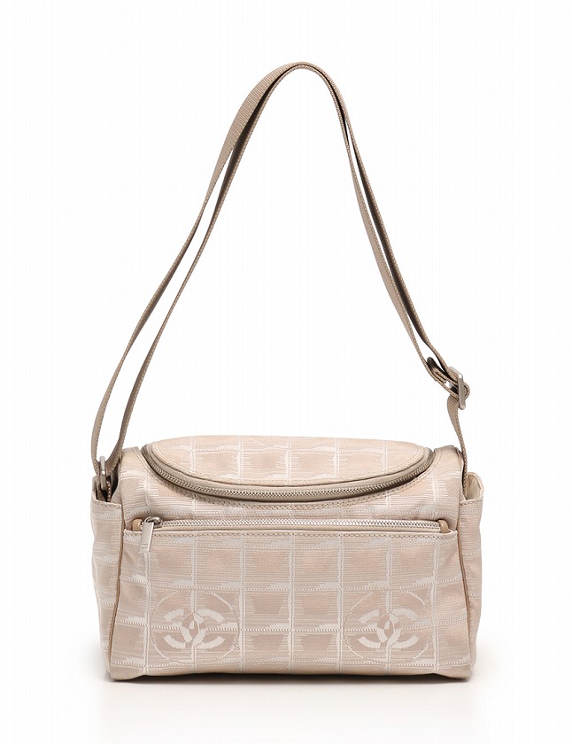 シャネル ニュートラベルライン ショルダーバッグ A15953 ナイロン/カーフ レディース ハンドバッグ ベージュ 美品 中古 バッグCHANEL シャネル ニュートラベルライン