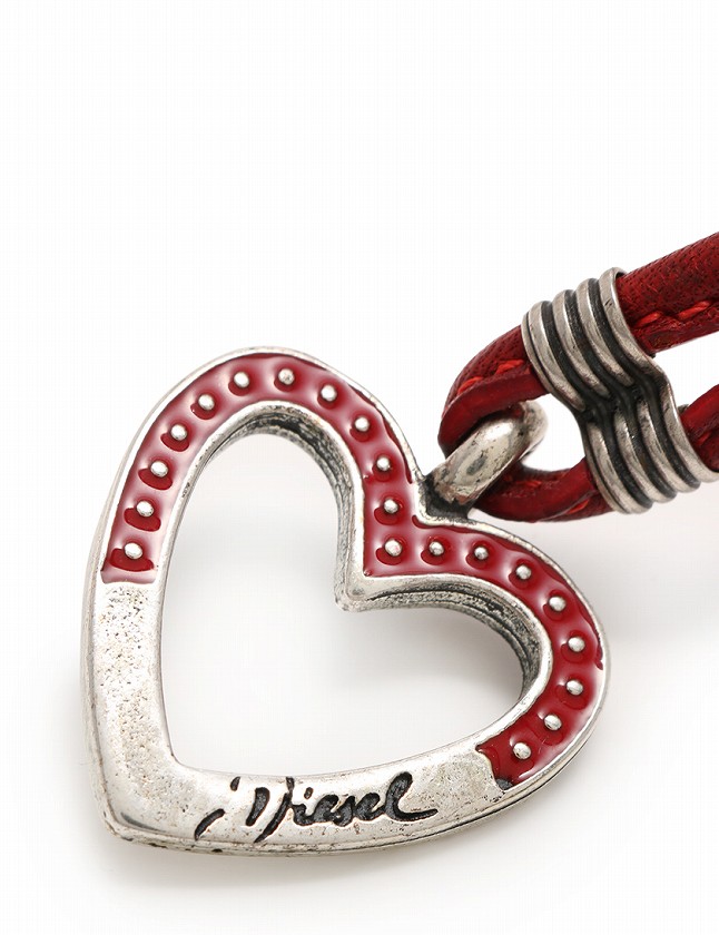 ディーゼル DIESEL ブレスレット バングル 赤 レッド シルバー  