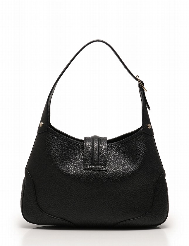 グッチ GUCCI ショルダーバッグ 黒 ブラック ゴールド レザー 130779 