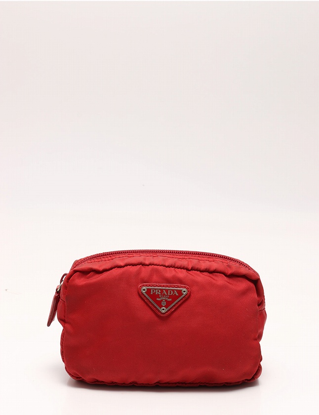 プラダ PRADA ポーチ メイクポーチ 赤 レッド 小物 ナイロン 