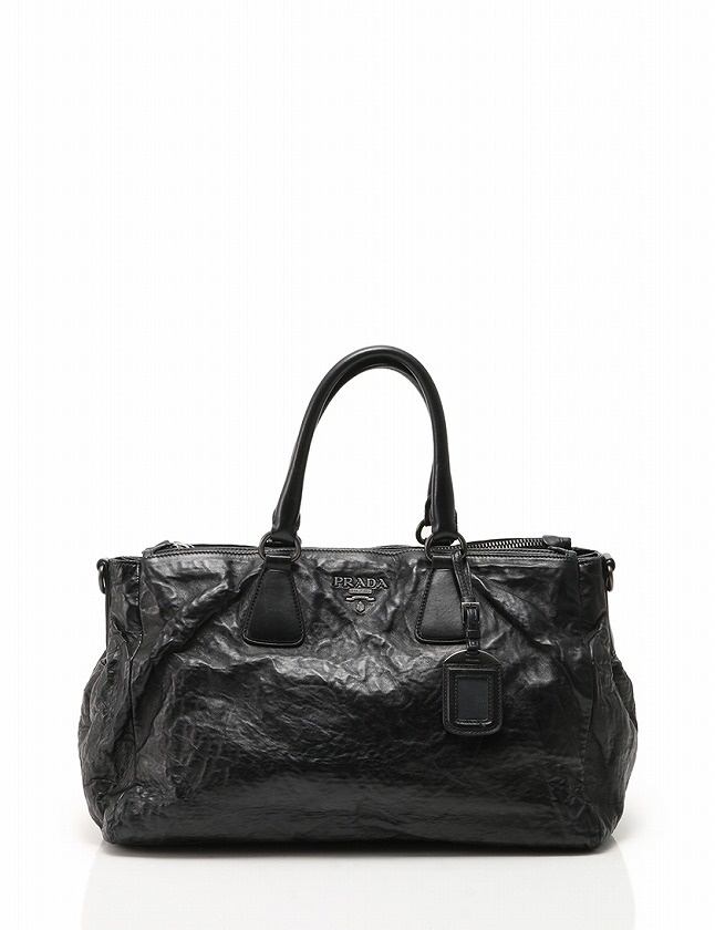 プラダ PRADA ハンドバッグ ショルダーバッグ 黒 ブラック ラムレザー 