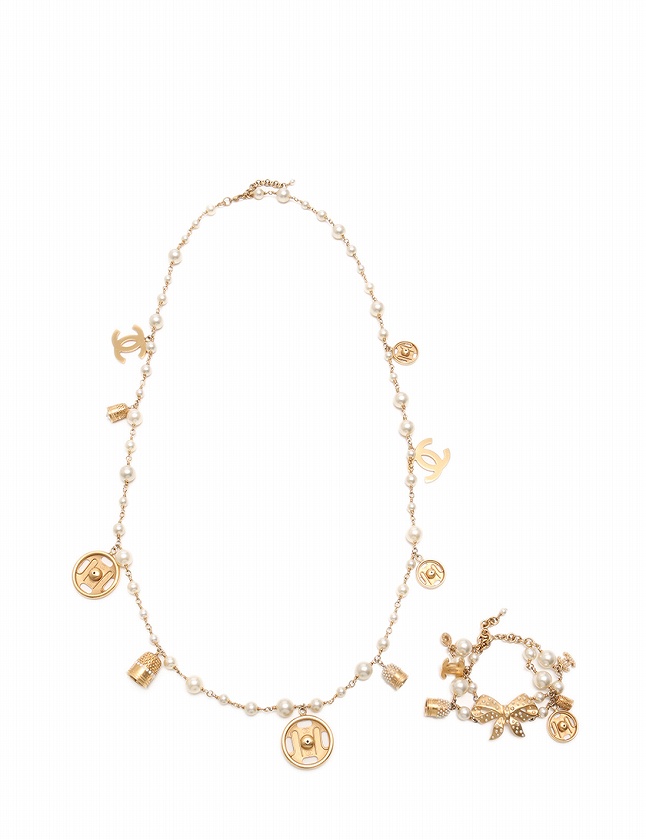 シャネル CHANEL ロングネックレス ブレスレット セット 03 A ゴールド 