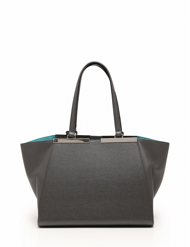 FENDI フェンディ トロワジュール レザー トートバッグ グレー