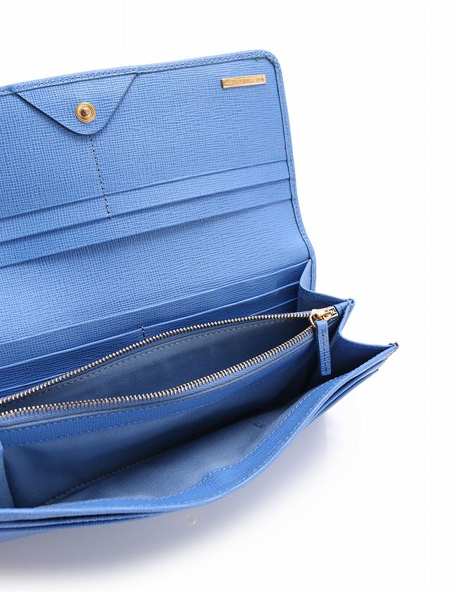 フェンディ FENDI 長財布 青 ブルー ゴールド 小物 レザー 8M0251 