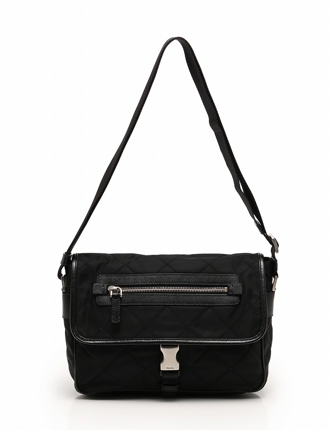 プラダ PRADA ショルダーバッグ 黒 ブラック ナイロン レザー 