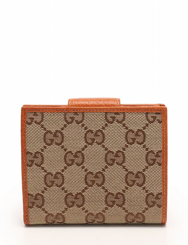 グッチ GUCCI 財布 二つ折り ベージュ オレンジ 小物 GGキャンバス 
