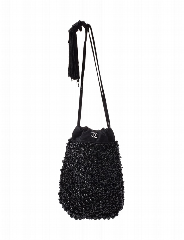 シャネル CHANEL ハンドバッグ パーティーバッグ 黒 ブラック サテン 