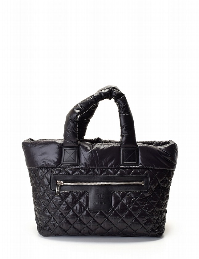 CHANEL ブラック トートバッグ 保存袋、箱付き CHANELブラック トートバッグ ナイロン レザーCHANEL保存袋つき