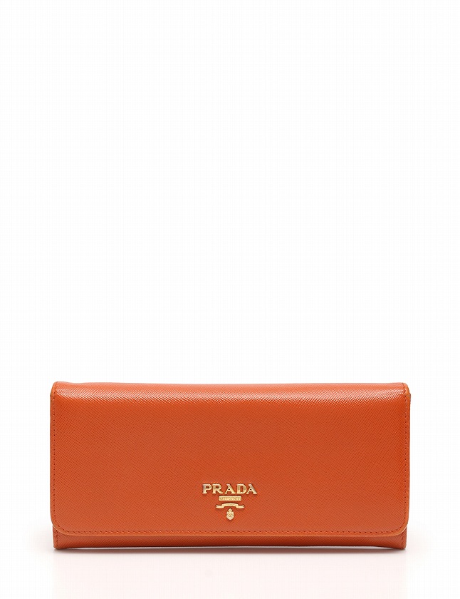 プラダ PRADA 長財布 オレンジ ゴールド 小物 サフィアーノ レザー 
