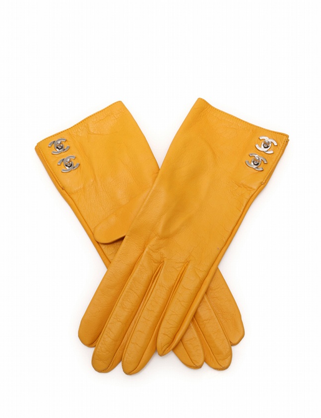 シャネル CHANEL グローブ 手袋 ココマーク ターンロック 黄色