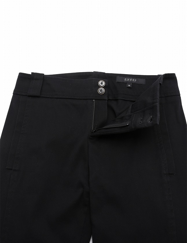 グッチ GUCCI スキニーパンツ 黒 ブラック ゴールド S ボトムス 無地