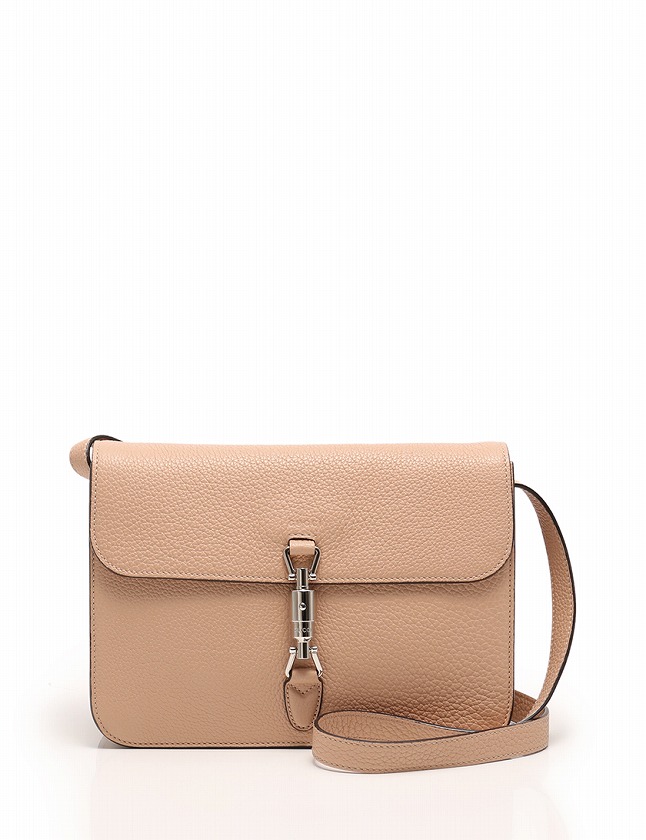GUCCIジャッキー ピンクベージュ レザー ショルダーバッグ