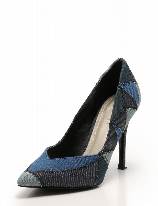 ディーゼル DIESEL パンプス ヒール デニム 青 ネイビー 24cm シューズ  