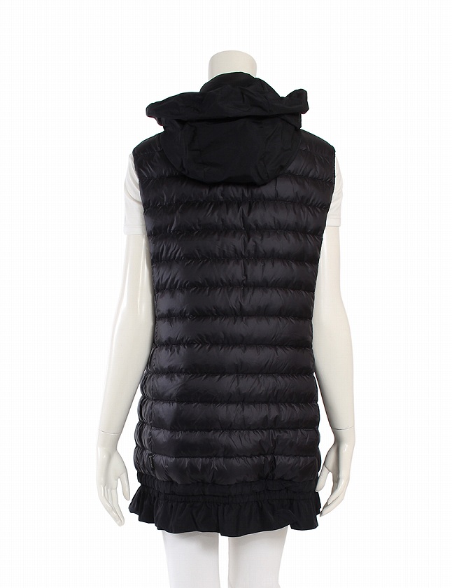 モンクレール Moncler ダウンベスト アマランテ 黒 ブラック L アウター 3 ナイロン フェザー フリル Amarante 415 フード付き レディース 114 ベクトルパーク