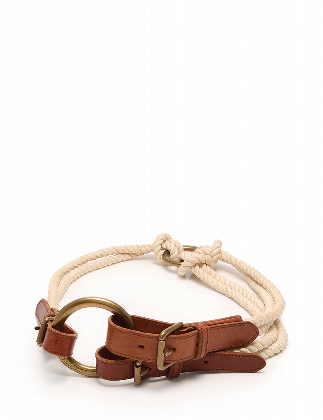 ラルフローレン Ralph Lauren ベルト 紐ベルト ロープ 茶色 白 ゴールド 小物 レザー コットン メタル レディース 114 ベクトルパーク