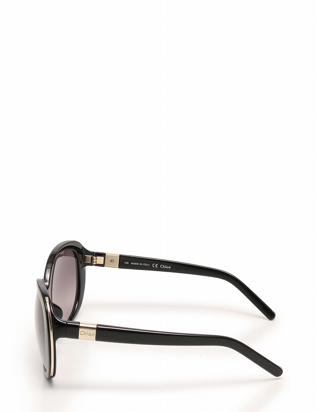 クロエ CHLOE サングラス 黒 ダークグレー 小物 プラスチック オーバル