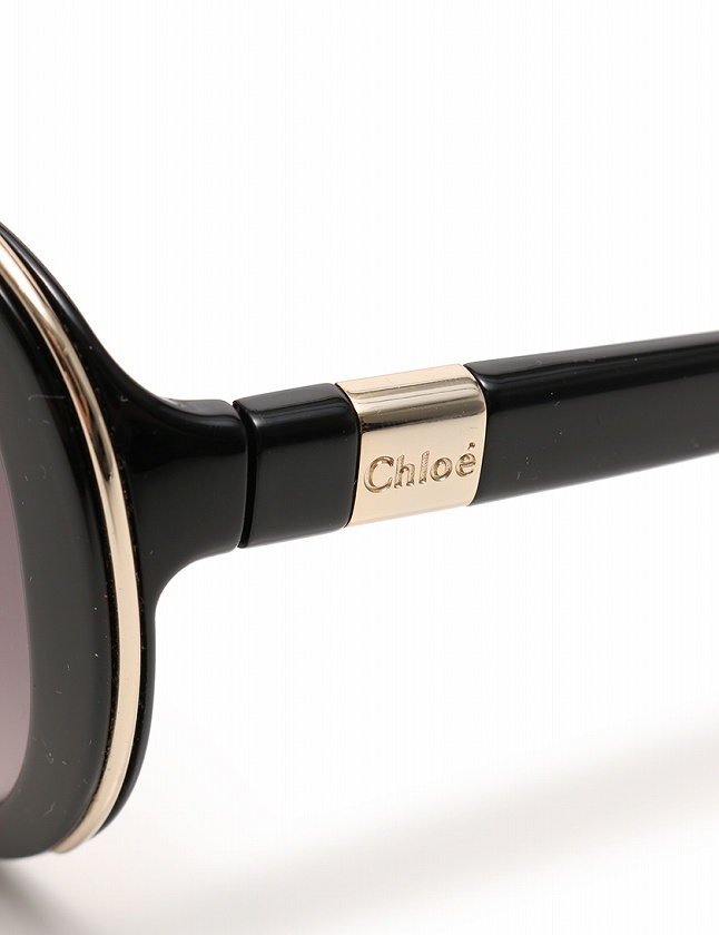 クロエ CHLOE サングラス 黒 ダークグレー 小物 プラスチック オーバル
