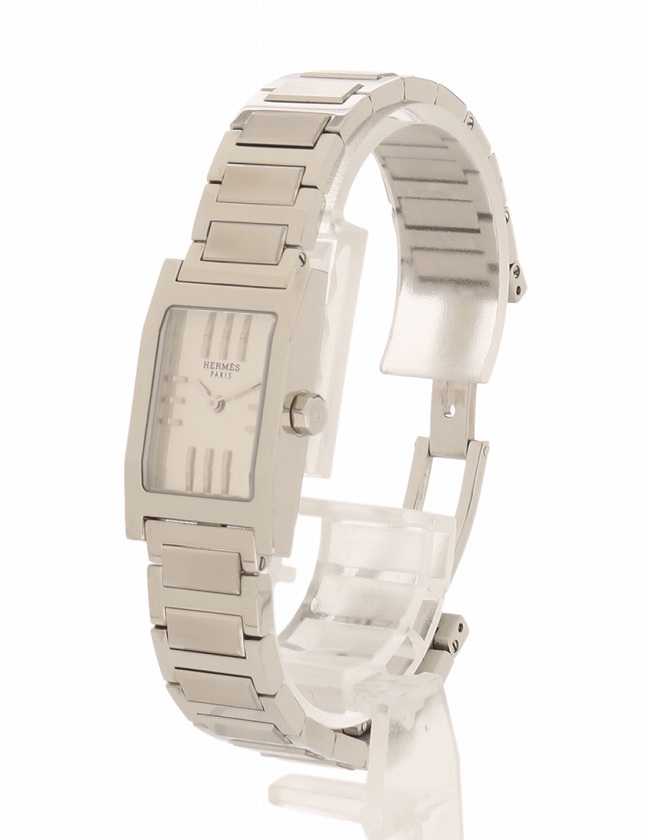 HERMES シルバー スクエアクォーツ時計