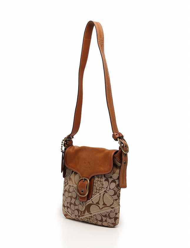 コーチ COACH ショルダーバッグ シグネチャー パッチワーク ベージュ 