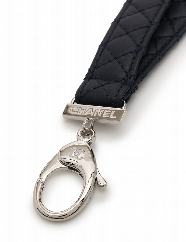 シャネル CHANEL ネックストラップ マトラッセ G17 S ネイビー 紺 小物 