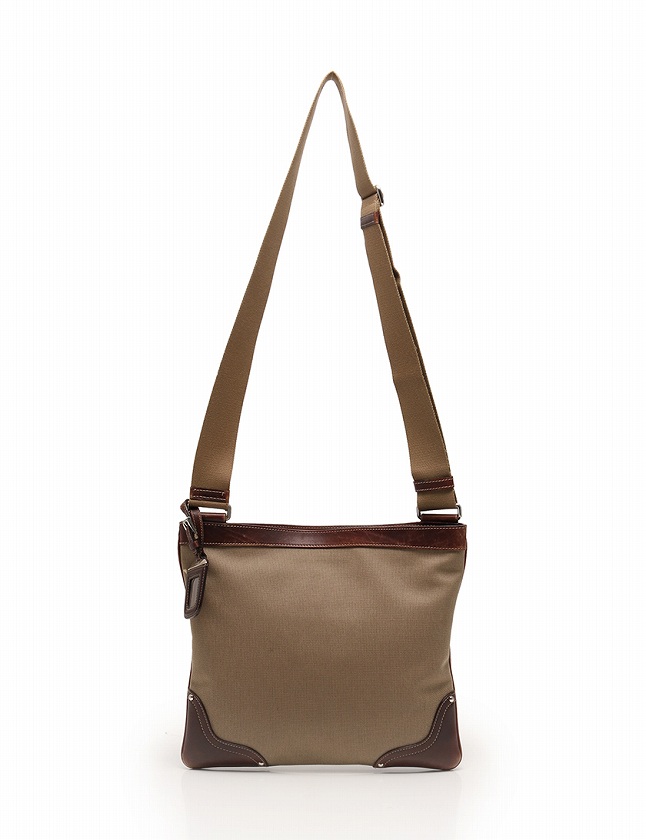 プラダ PRADA ショルダーバッグ ベージュ 茶 ロゴ ジャガード 