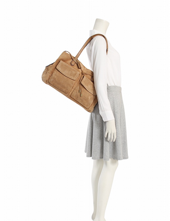 美品　COACH ベージュスエード ハンドバッグ　ショルダーバッグ コーチ COACH ショルダーバッグ ベージュ スエード 17814