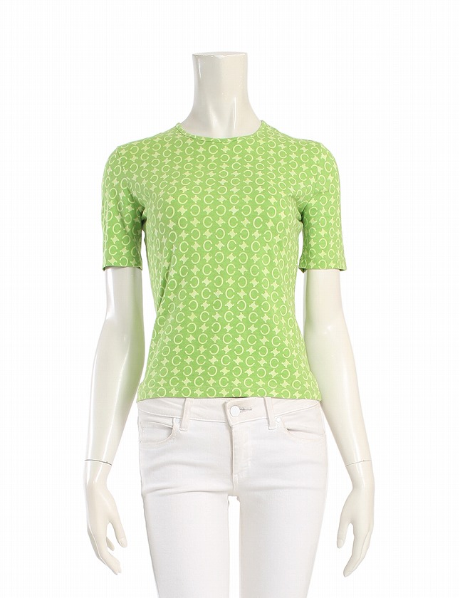 セリーヌ CELINE Tシャツ カットソー Cブラゾン 黄緑 ライトグリーン M  