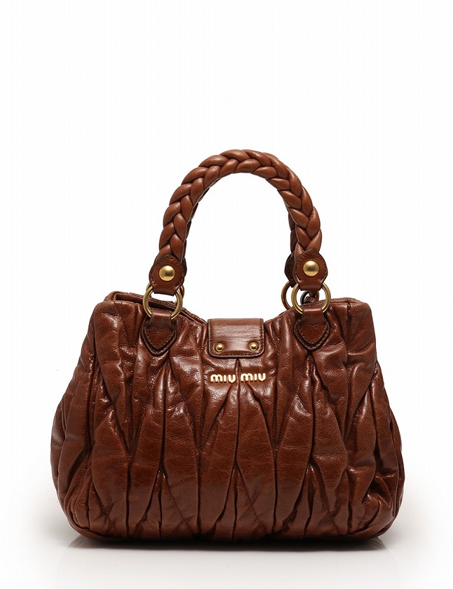ミュウミュウ miumiu ハンドバッグ ショルダーバッグ マテラッセ 茶色 