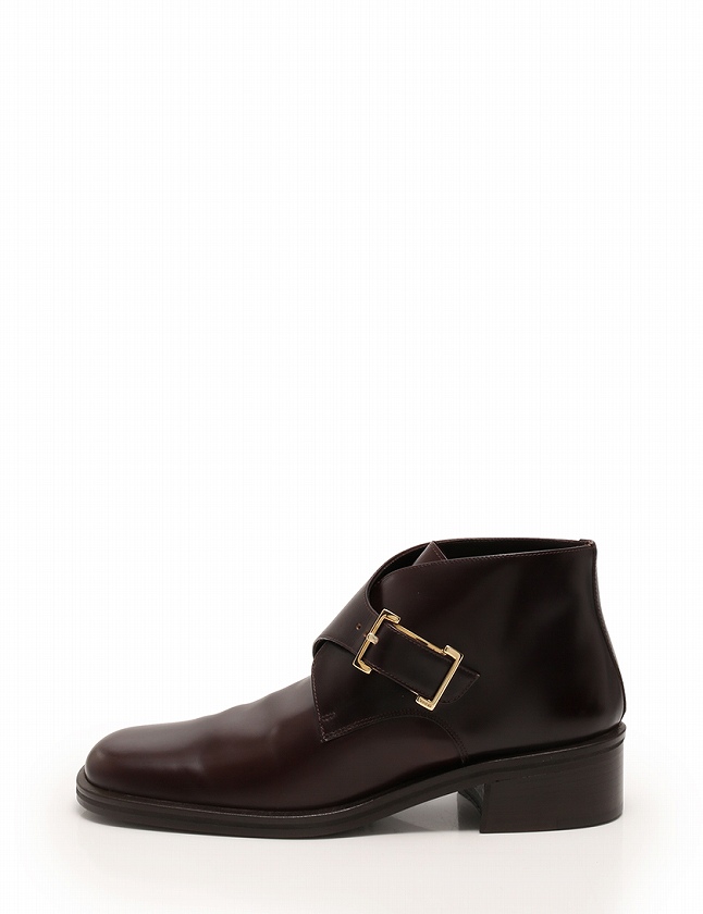 グッチ / GUCCI シングルモックストラップ ブーツ レザー 黒