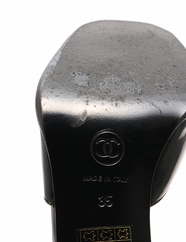 CHANEL シャネル　ブラック ミュール 35 シャネル CHANEL ミュール サンダル ヒール トリプルココマーク