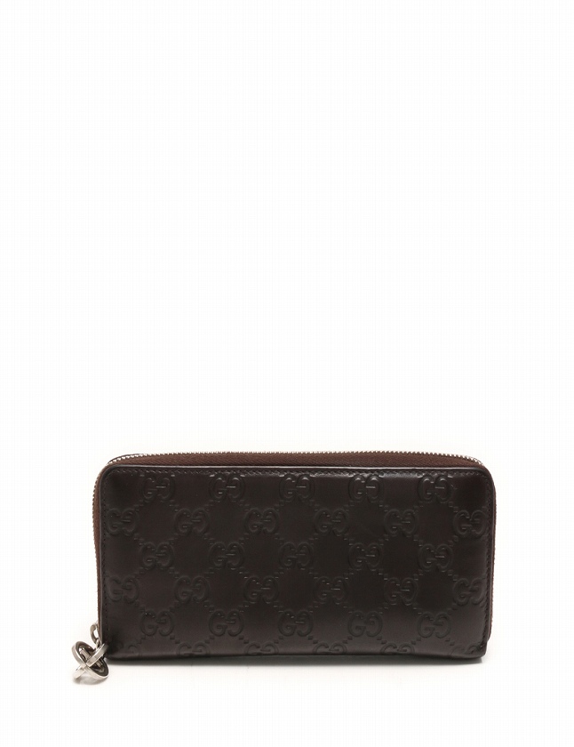 グッチ GUCCI 長財布 ラウンドファスナー グッチシマ ダークブラウン 