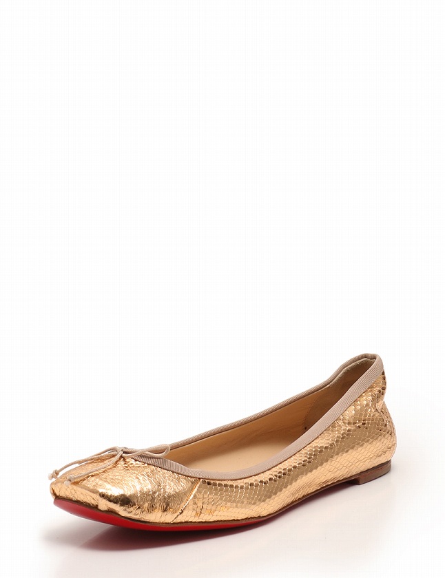 クリスチャンルブタン Christian Louboutin バレエシューズ パンプス フラットシューズ ゴールド 26cm シューズ 39 5 パイソン 保存袋付き レディース 114 ベクトルパーク