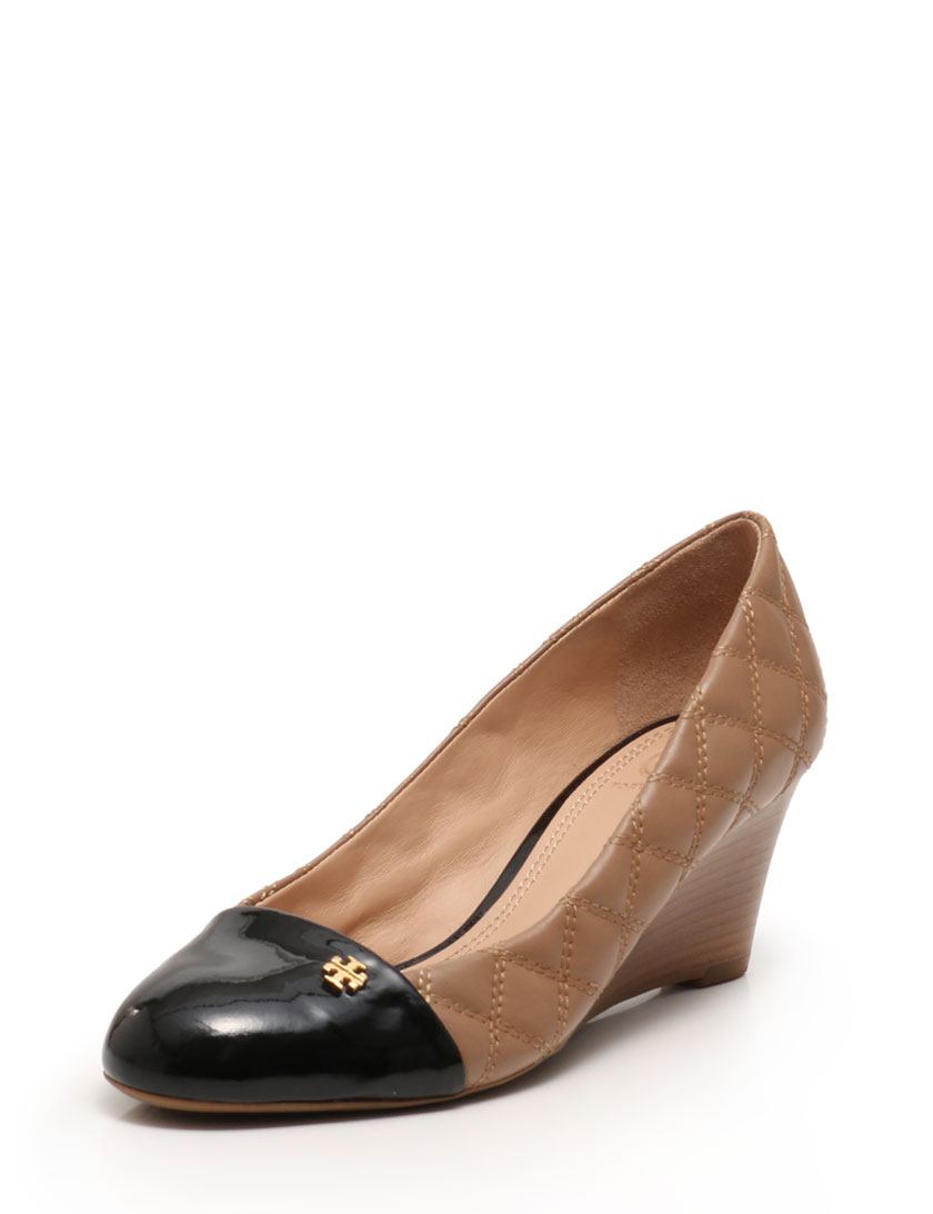 トリーバーチ TORY BURCH パンプス ウェッジソール ベージュ 黒 24.5cm  
