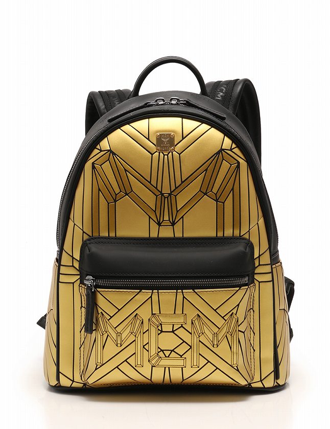 エムシーエム MCM バックパック リュック バイオニック 黒 ゴールド 