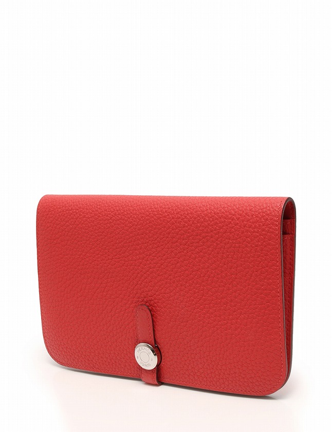 HERMES エルメス ドゴン MM 二つ折り財布 トゴ レザー レッド/赤 HERMES エルメス ドゴン MM 二つ折り財布 トゴ レザー レッド/赤
