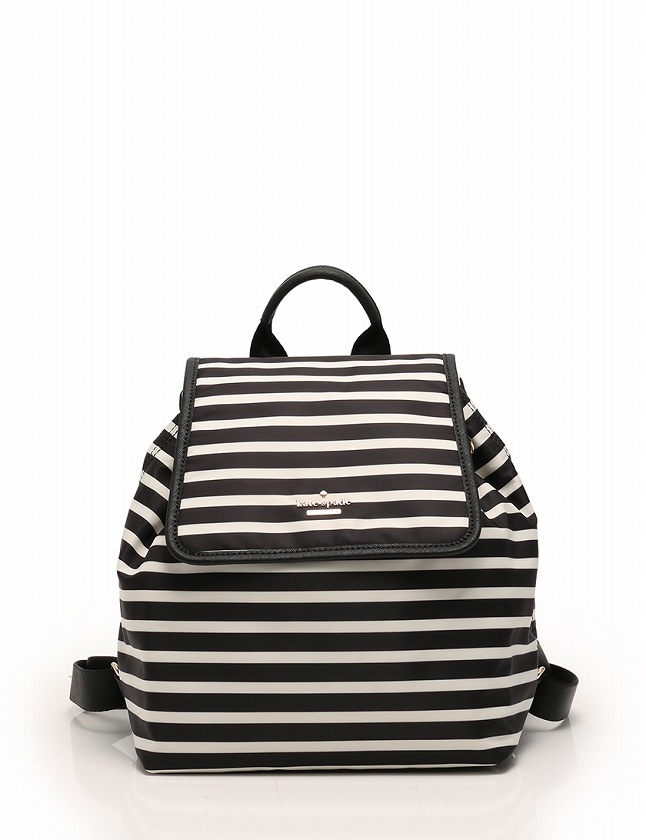 ケイトスペード KATE SPADE バックパック リュック 黒 白 ボーダー 