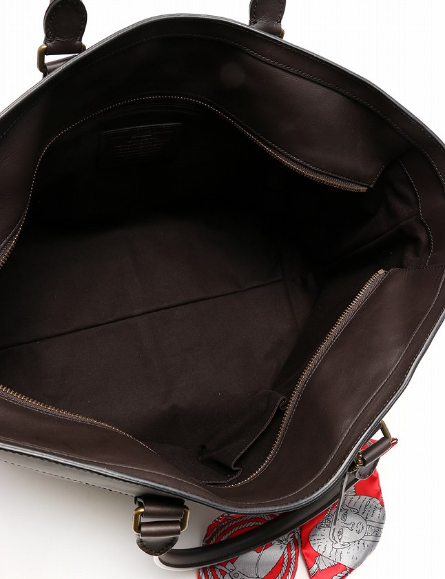 美品 COACH 70853シグネチャービッグサイズトートバッグ ダークブラウン
