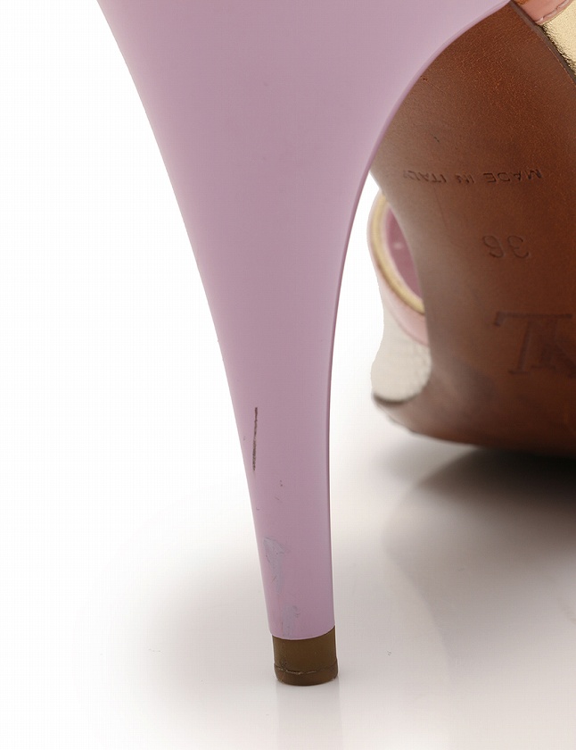 ルイヴィトン LOUIS VUITTON パンプス ヒール 白 紫 ピンクベージュ 