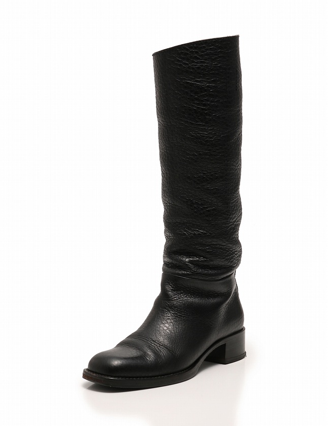 プラダ PRADA ロングブーツ 黒 ブラック 25cm シューズ 38 レザー 