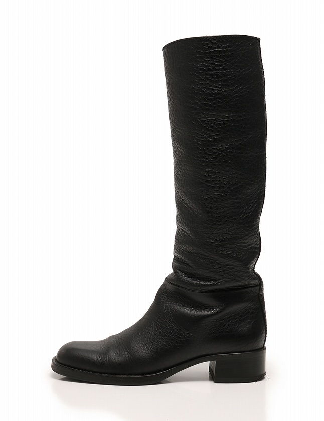 プラダ PRADA ロングブーツ 黒 ブラック 25cm シューズ 38 レザー 