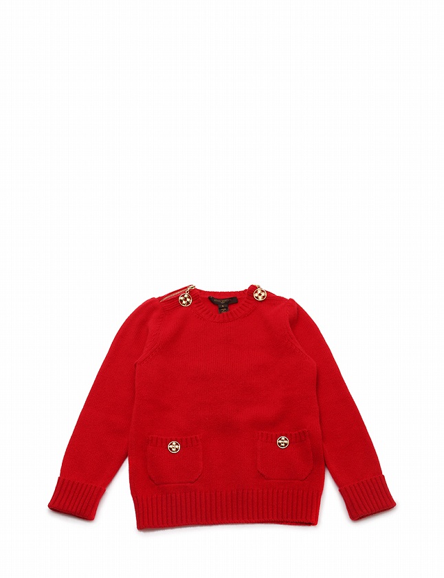 ルイヴィトン LOUIS VUITTON ニット セーター 赤 レッド ゴールド  