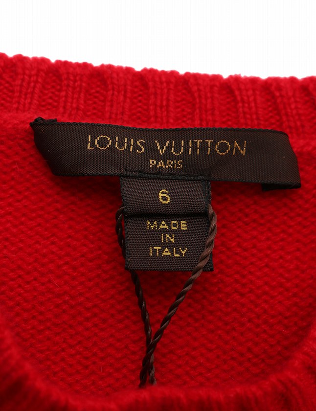 ルイヴィトン LOUIS VUITTON ニット セーター 赤 レッド ゴールド  